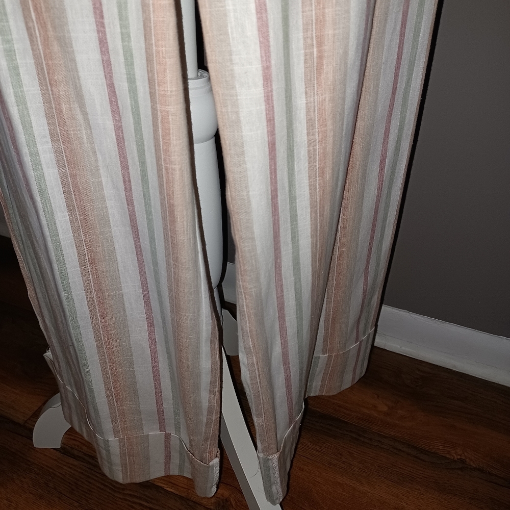 Stripped, single strapped jumpsuit, ankle length, cuffed legs, belt, pockets MED - Picture 5 of 6